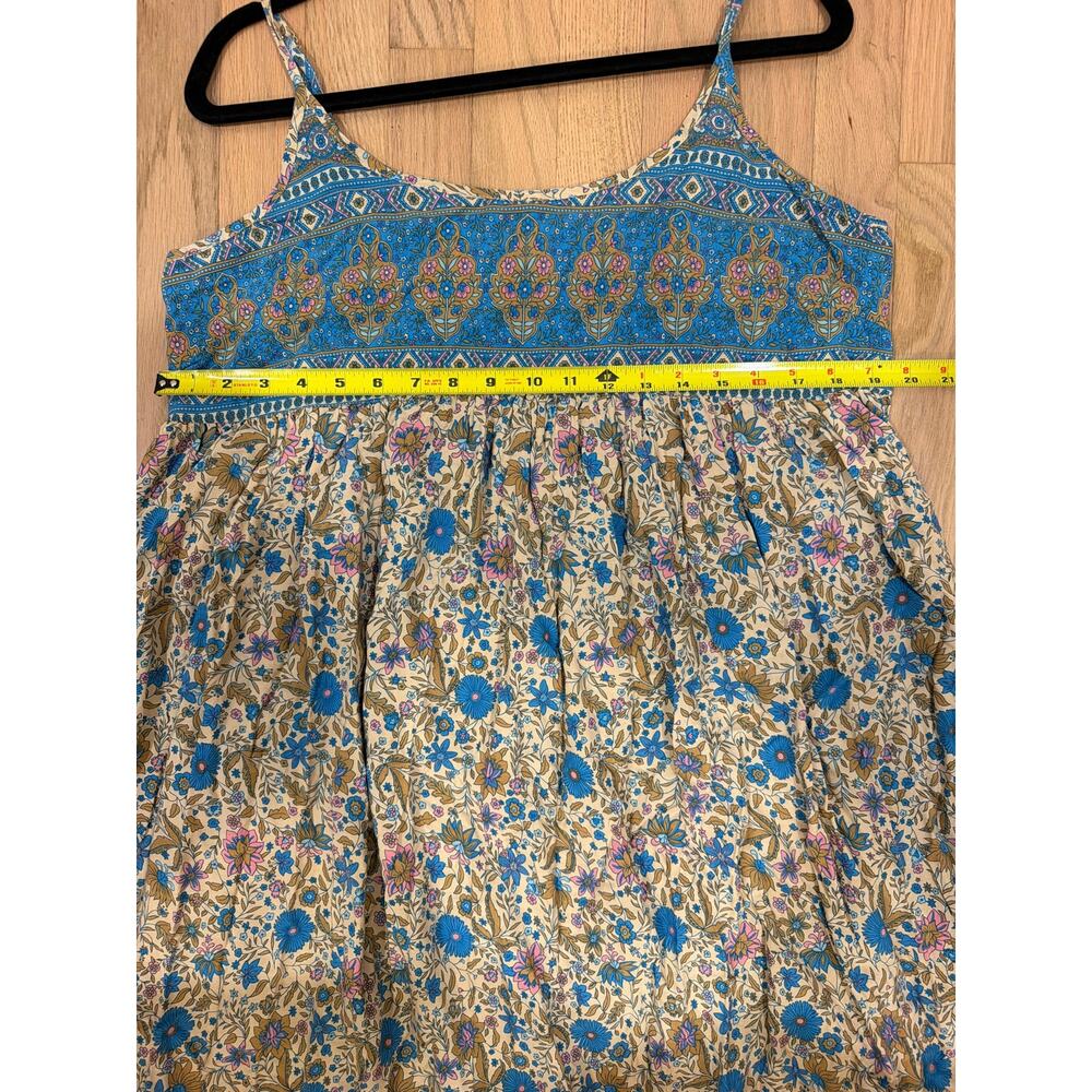 This is the Natural Life Gigi Midi Dress in a tan and blue floral border print - Picture 6 of 8